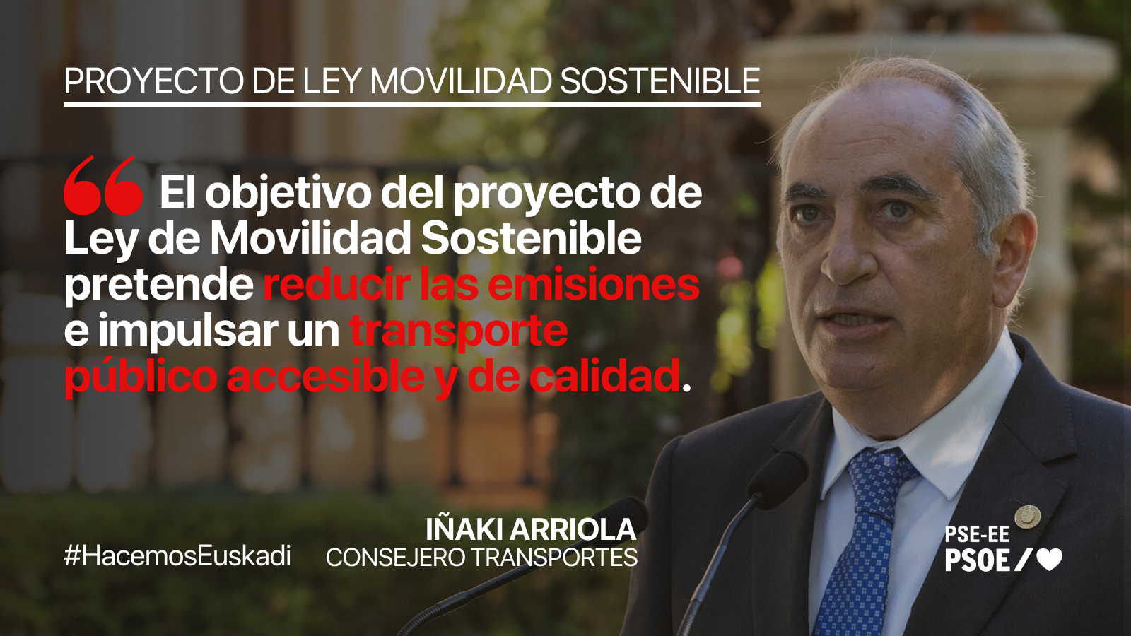 El Gobierno Vasco aprueba el Proyecto de Ley de Movilidad Sostenible impulsada por el consejero, Iñaki Arriola