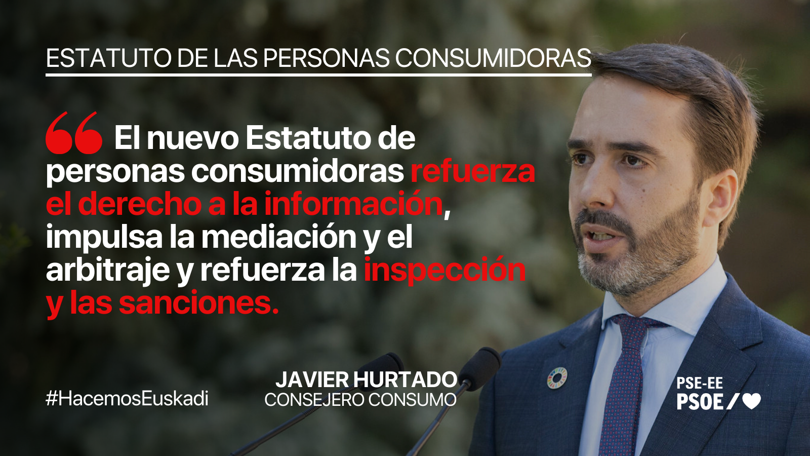 La protección de las personas vulnerables será uno de los ejes centrales del Estatuto de las personas consumidoras y usuarias de Euskadi impulsado por el consejero, Javier Hurtado