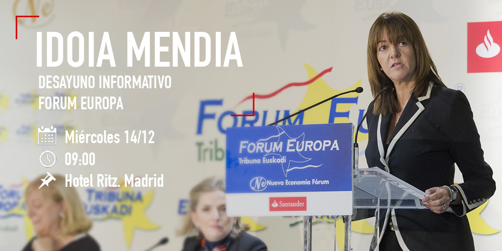 La Secretaria General de los Socialistas Vascos, Idoia Mendia, interviene en el desayuno informativo del F&oacute;rum Europa en Madrid