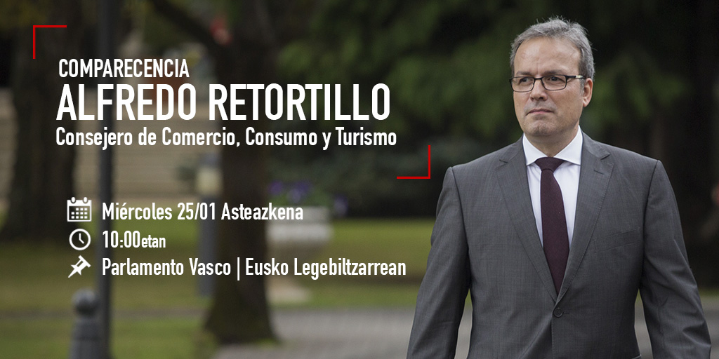 Comparecencia del Consejero de Comercio, Consumo y Turismo, Alfredo Retortillo