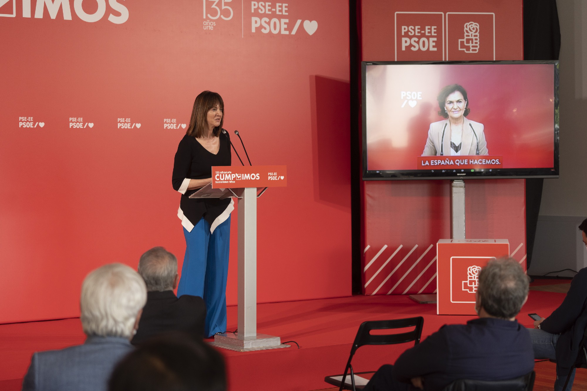 Idoia Mendia y Carmen Calvo en las jornadas por el 135 aniversario del PSE | Foto: Socialistas Vascos