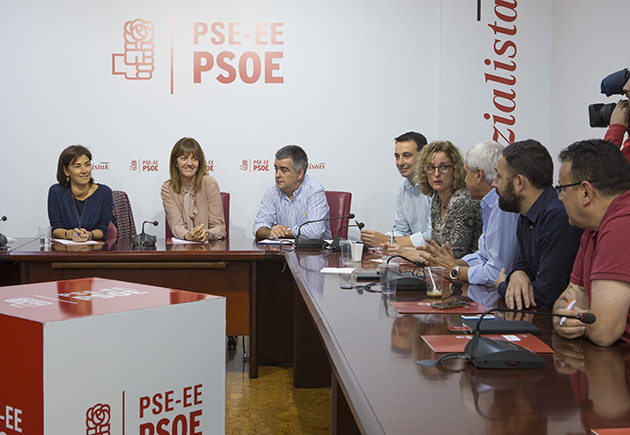 Idoia Mendia, en la reuni&oacute;n de la Comisi&oacute;n Ejecutiva del PSE-EE de esta tarde. FOTO | Socialistas Vascos