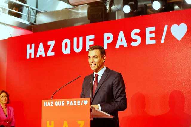 El President del Gobierno y Secretario General del PSOE, Pedro S&aacute;nchez, durante la presentaci&oacute;n de la campa&ntilde;a electoral | Foto: PSOE.