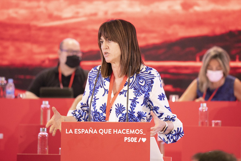 La Secretaria General del PSE-EE y Vicelehendakari Idoia Mendia, durante su intervención ante el Comité Federal del PSOE en Madrid | Foto: PSOE