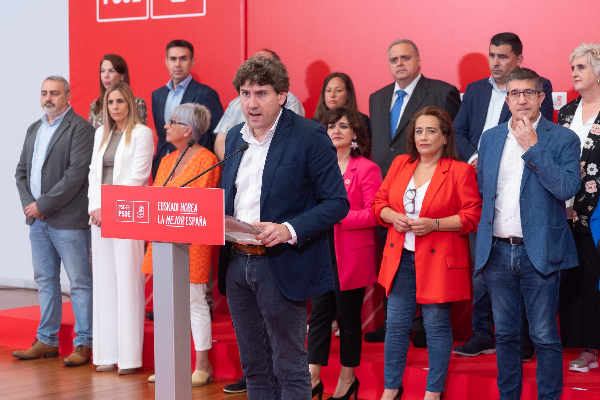 El Secretario General del PSE-EE, Eneko Andueza, durante la presentación de las candidaturas para las elecciones generales del 23J | Foto: Socialistas Vascos