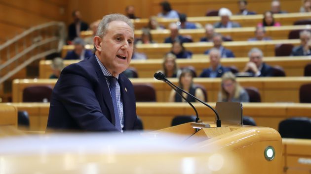 El Secretario General del Grupo Socialista en el Senado, Alfonso Gil, durante una intervenci&oacute;n en un pleno de la C&aacute;mara Alta | Foto: PSOE 