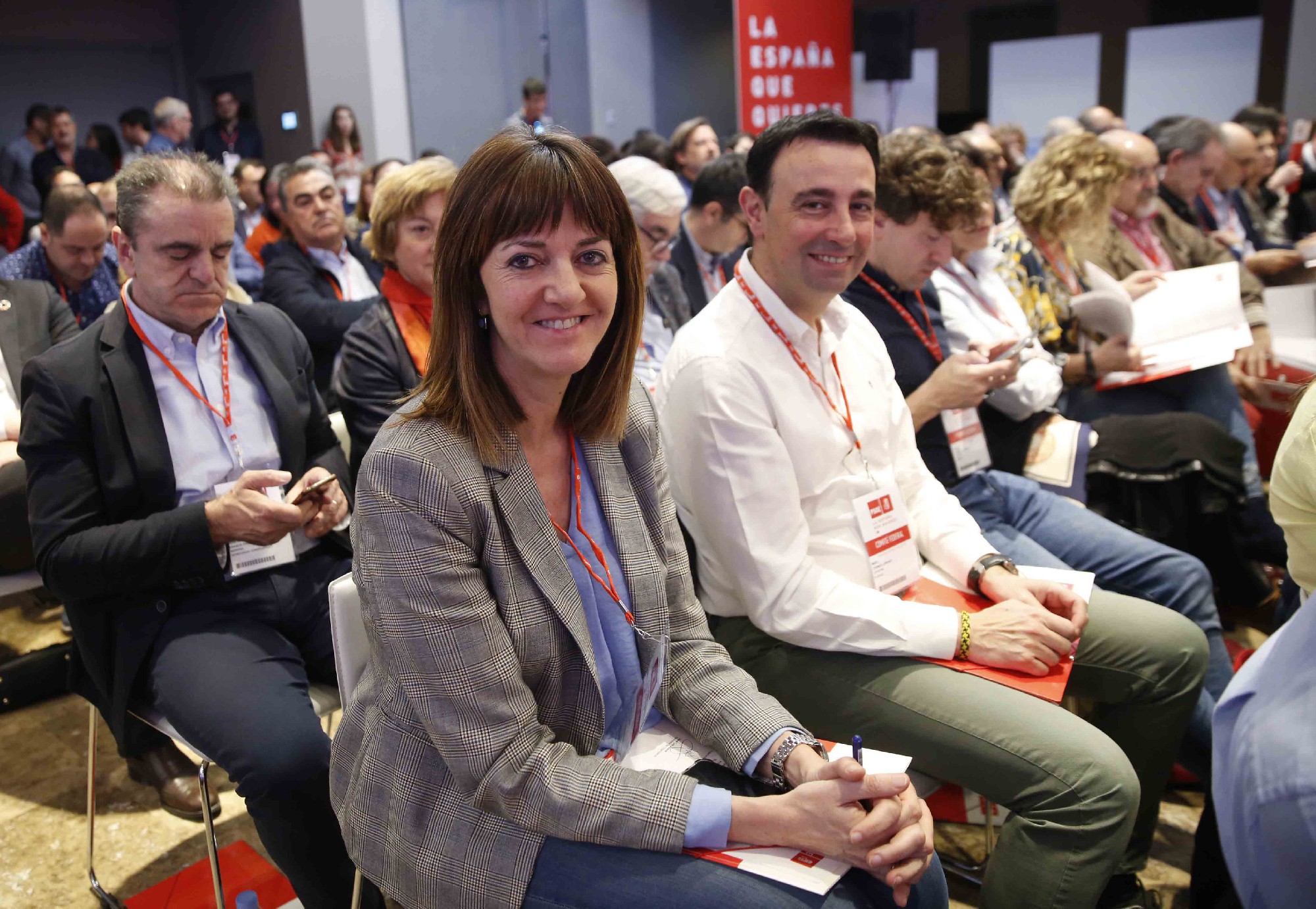 La Secretaria General del PSE-EE, Idoia Mendia, al frente de la delegaci&oacute;n de los Socialistas Vascos en el Comit&eacute; Federal del PSOE | Foto: PSOE.
