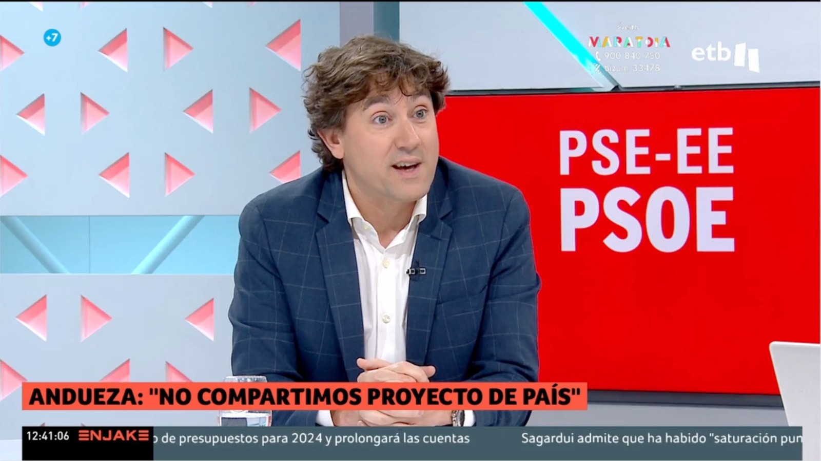 El Secretario General del PSE-EE, Eneko Andueza, durante la entrevista en el programa "En Jake" de ETB2 | Foto: Socialistas Vascos