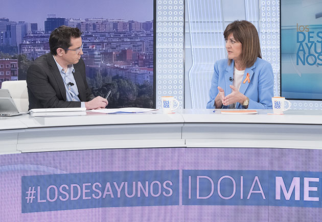 Idoia Mendia, en el plat&oacute; de TVE durante la entrevista que le han realizado en "Los Desayunos" |Foto: TVE