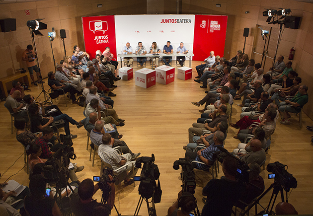 Idoia Mendia se ha reunido con representantes sindicales en Bilbao [Foto | Socialistas Vascos]